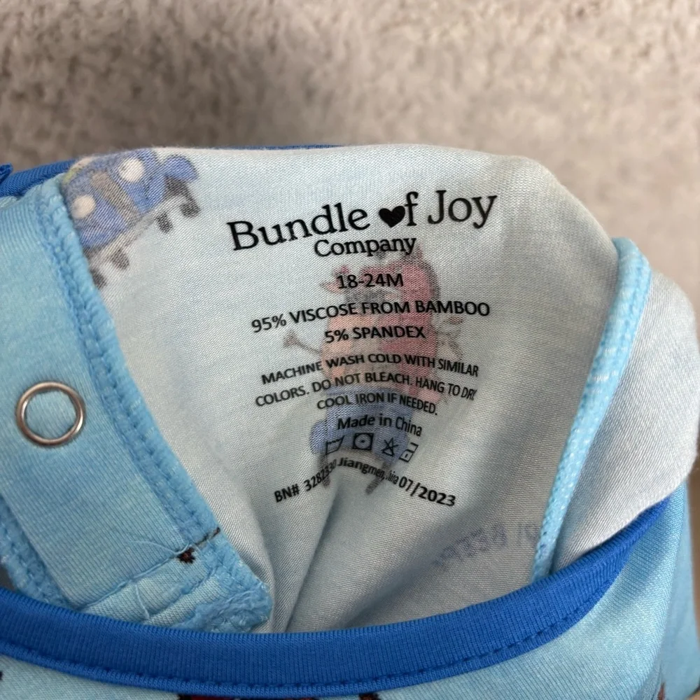 Bundle of Joy Skirted Bodysuit Girls 18-24M Blue Bamboo Blend Pull Over Snap Clo